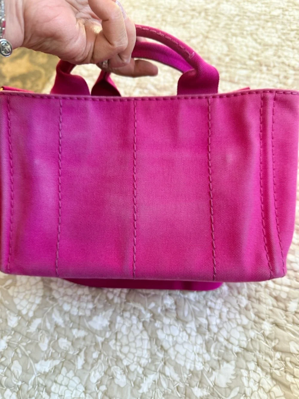 Prada Hot Pink Canvas Crossbody with Gold Hardware - Picture 5 of 10